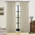 86 Inch Beige Flax Linen Curtains Pinch Pleated 2 Panels Set | Memory Training by Twodrapes