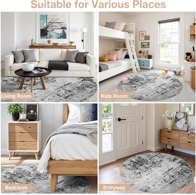 Round Rug 5ft Circle Rug Washable: Carpet Small Circular Area Rug - Image 8