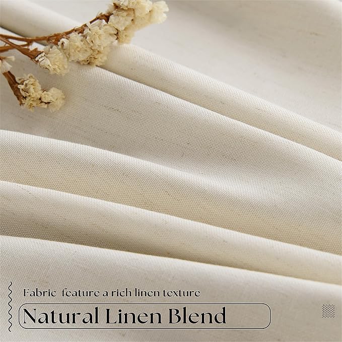Cream Beige Linen Blackout Curtains Pinch Pleated 102 Inches Long | Memory Shape - Image 5
