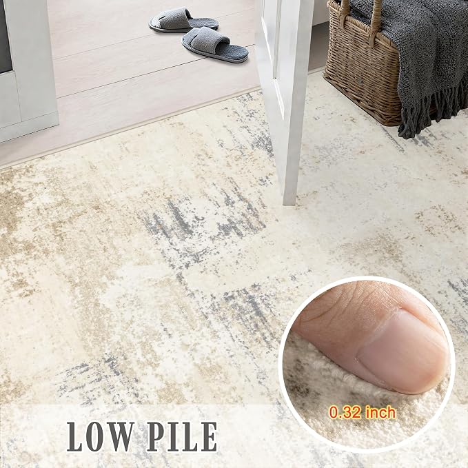 Round Area Rug Living Room: 6 ft Modern Washable Indoor Carpet | - Image 9