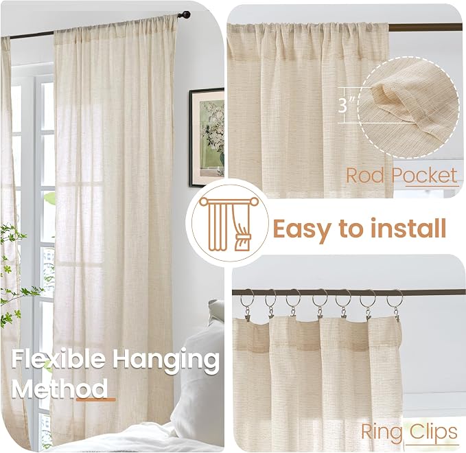 BGment Long Linen Curtains 102 Inch Length - Image 6