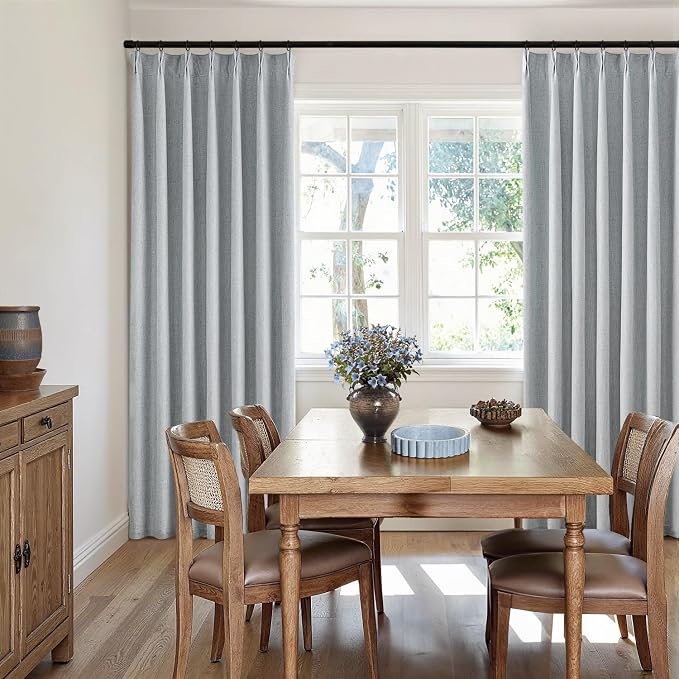 MIULEE Grayish Blue Pinch Pleated 100% Blackout Curtains 40x102 Inches | Room - Image 7