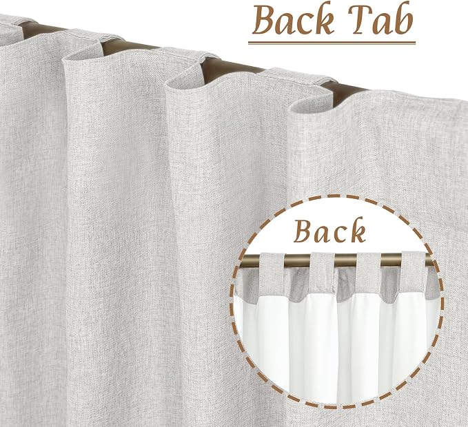 Natural 100% Blackout Linen Curtains 45 Inches 2 Panels, Light Grey | Linen - Image 6