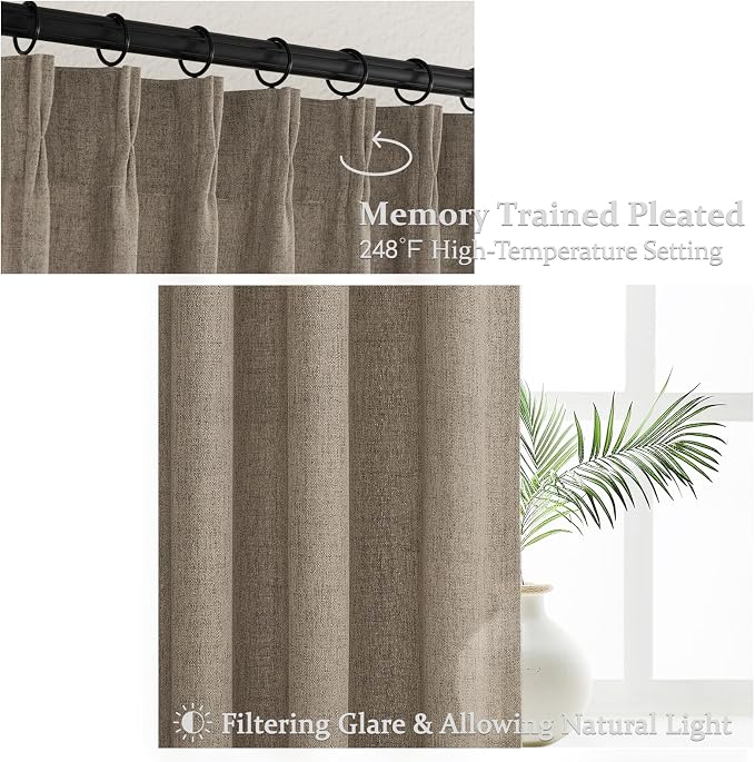 Dark Flax Extra Long Floor to Ceiling Viral Drapes 108 Inches Long 2 Panels - Image 4