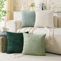 Set of 4 Sage Forest Green Decorative Throw Pillow Covers 18x18 Inch Corduroy by Cozoomy