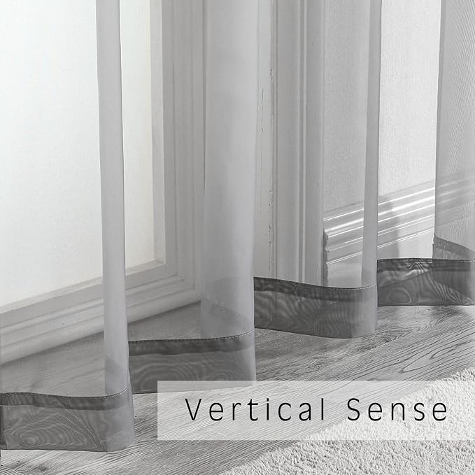 2 Panels Sheer Curtains 63 Inches Long Rod Pocket Light Weight Soft Voile - Image 8