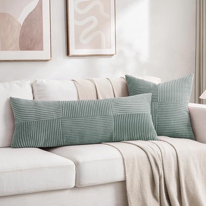 Fancy Homi 2 Packs Grey Blue Decorative Throw Pillow Covers 20x20 Inch - Image 6