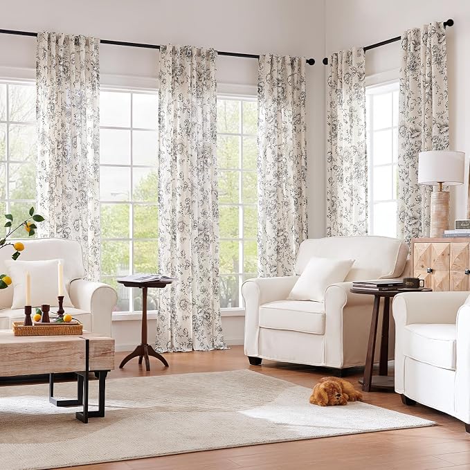 jinchan Floral Curtains for Living Room 84 Inch Length Farmhouse Printed - Image 2