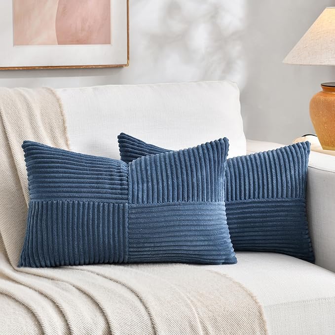 Fancy Homi 2 Packs Dusty Blue Lumbar Decorative Throw Pillow Covers 14x22 Inch by Fancy+Homi