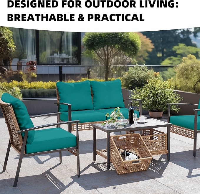 12Pcs Outdoor Cushion Covers, Elastic Patio Cushion Covers | Washable, - Image 4