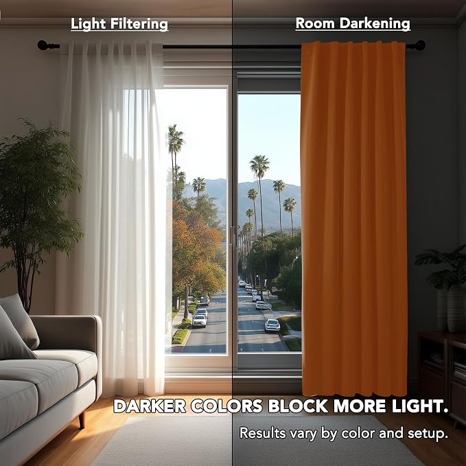 Deconovo Blackout Curtains, Thermal Insulated, W52 x L95 2 Panels, Back Tab - Image 3
