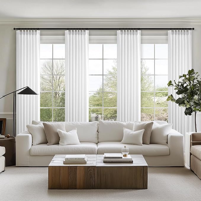 Topfinel 108 Inch Curtains 1 Panels Set, One Packs Pinch Pleat Back Tab Beige - Image 8