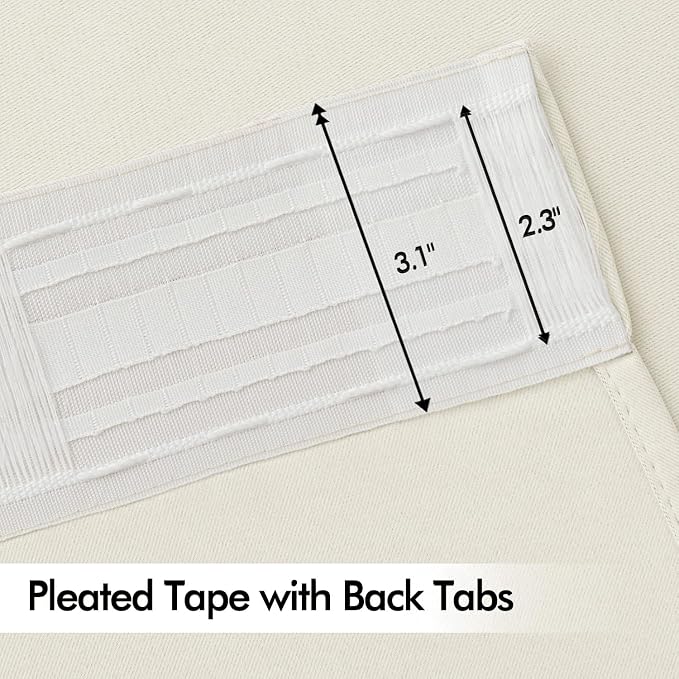 MIULEE Beige White Back Tab Blackout Curtains 52x84 Inch Length 2 Panel Set | - Image 4