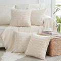 Fancy Homi 4 Packs Boho Cream Decorative Throw Pillow Covers 22x22 Inch by Fancy+Homi