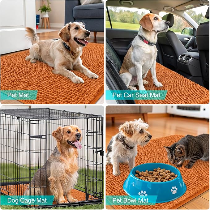 OLANLY Dog Door Mat for Muddy Paws 48x30, Super Absorbent Chenille Mud Mat | - Image 7