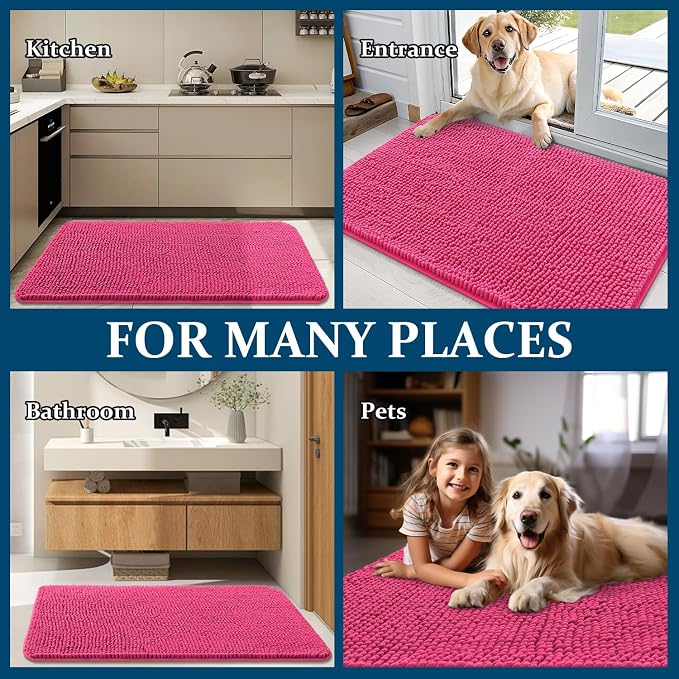 OLANLY Dog Door Mat for Muddy Paws 54x24, Super Absorbent Chenille Mud Mat | - Image 8