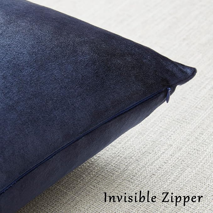 GIGIZAZA Navy Blue Velvet Pillow Covers 18x18, Square Solid Throw Pillow Covers - Image 5