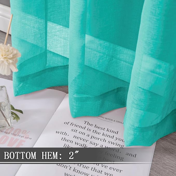 Tollpiz Sheer Tier Curtains Kitchen Linen Textured Half Curtain Sheers Light - Image 4
