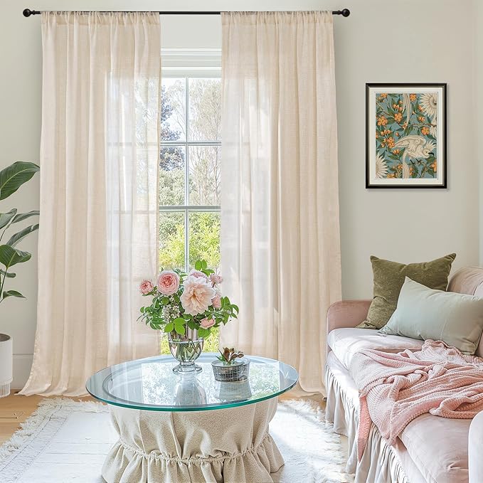BGment 108 Inch Length Linen Curtains - Image 2