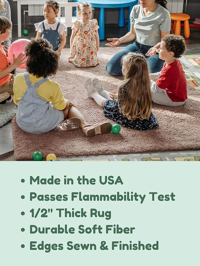 KOECKRITZ Soft and Colorful Kids Classroom Area Rugs (Passes Flammability Pill Test) Many Sizes and Bright Colors to Select from (11' x 11', Froggy)