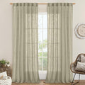 102 Inches Long Linen Curtains for Living Room Bedroom 2 Panels | Semi Sheer by LAMIT