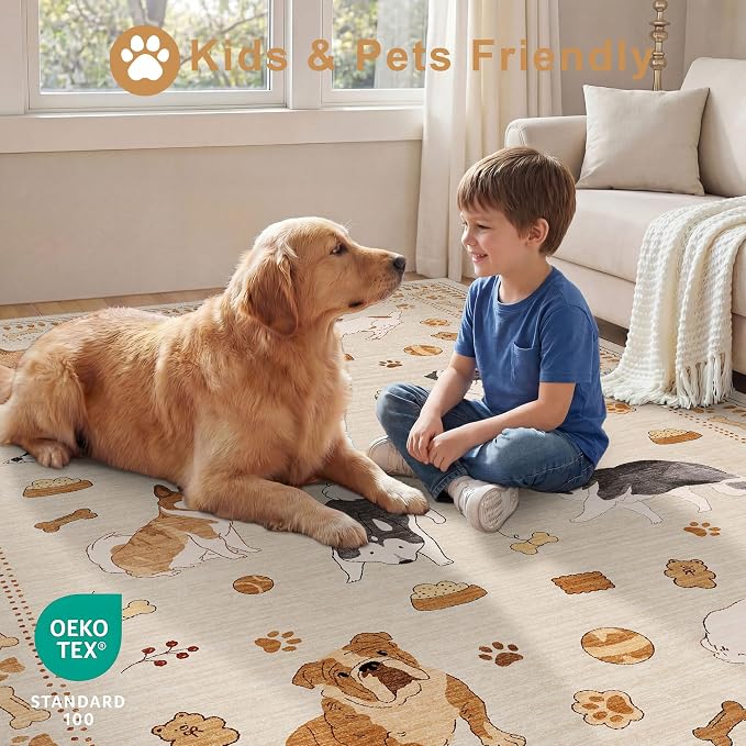 DUKINO 8x10 Area Rug, Washable Dog Rugs - Image 4
