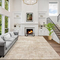 4x6 Area Rugs for Living Room: Washable Abstract Beige Badroom Carpet | by GENTDRIZZ