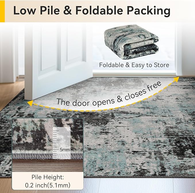 RELEANY Washable Runner 2'x8' Abstract Area Rug - Image 7