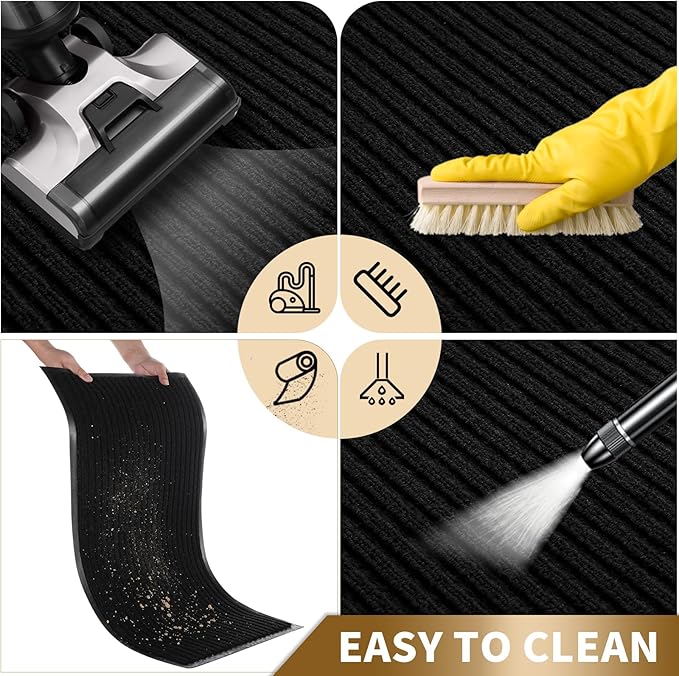 Yimobra Front Door Mat Outdoor Indoor Entrance, 100% Waterproof All-Season All Weather Doormat, Welcome Matt Outside Entry, Non Slip, Low Profile, Heavy Duty Patio Porch Floor Mats,47 x 32,Black