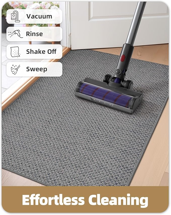 Color&Geometry Front Door Mat Indoor 27"x59", Rugs for Entryway, Non Slip Washable Low-Profile Inside, Entry Mat Entry Rug Door Mat Indoor Entrance, Light Grey (Rolled-up NO Creases)