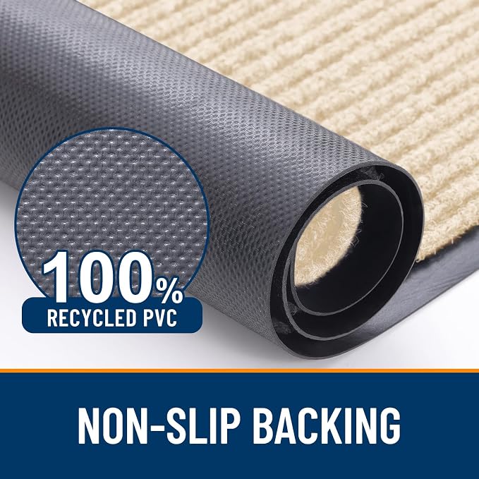 OLANLY 2-Pack Front Door Mats 35x23, Waterproof Heavy-Duty Doormats | Beige - Image 3