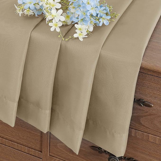 Taupe Window Sheer Curtains 45 Inches Length, Voile Short Curtains - Image 8