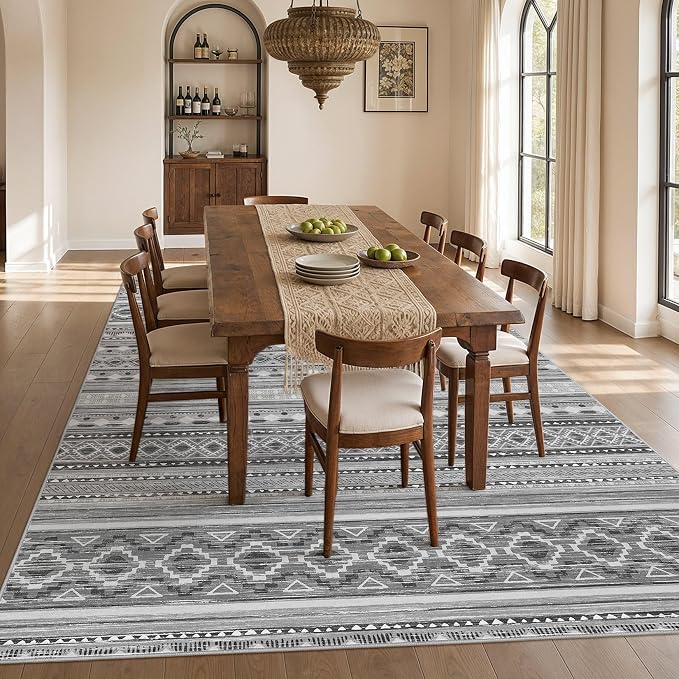 cotiled 10x12 Area Rugs Washable Boho Living Room Rug Beige Grey | Solve Modern - Image 7