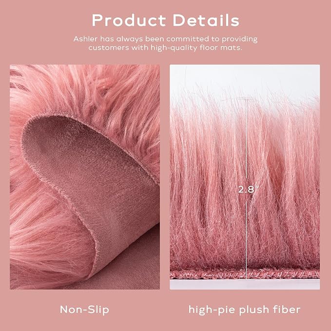 Ashler Faux Fur Rug, Fluffy Shaggy Area Rug, Ultra Soft 3 x 3 Feet Sheepskin Fur - Image 4
