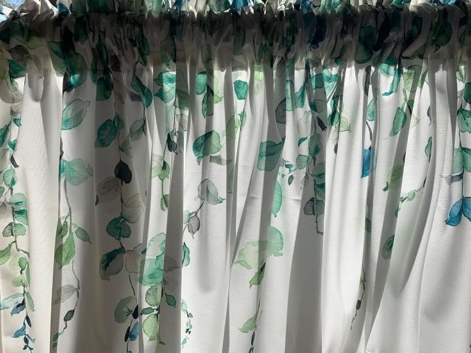 Watercolor Green Leaves Window Valance - Image 3