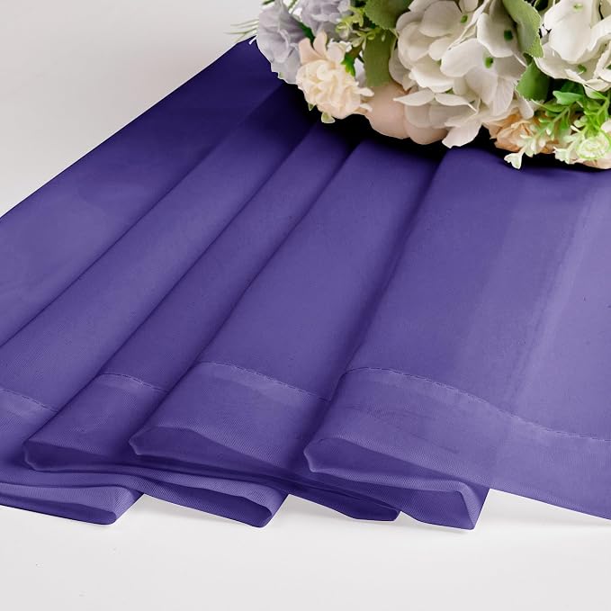 Chyhomenyc Purple Sheer Curtains 45 Inch Long 2 Panels, Light Filtering Rod - Image 4