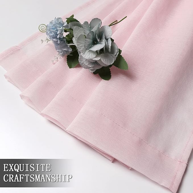 Tollpiz Short Sheer Curtains Linen Textured Bedroom Curtain Sheers Light - Image 7