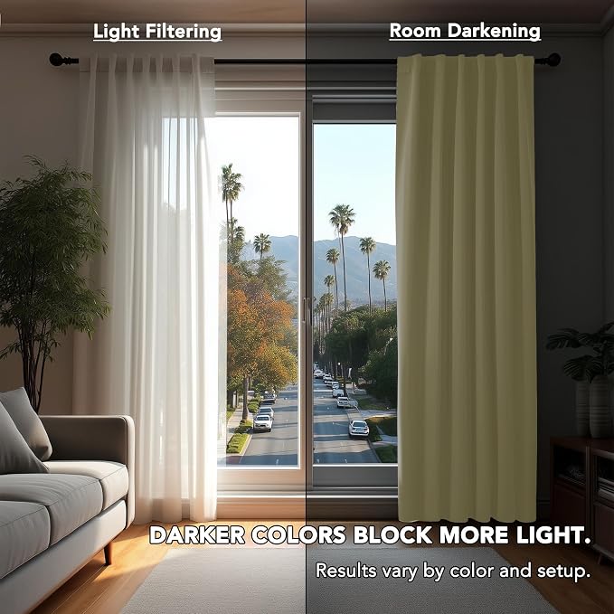 Deconovo Blackout Curtains, Thermal Insulated, W70 x L63 2 Panels, Back Tab - Image 3