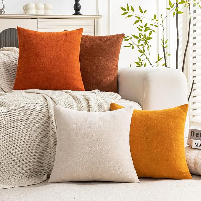 Set of 4 Soft Textured Decorative Throw Pillow Covers 18x18 Inch Cozy Farmhouse - Image 3