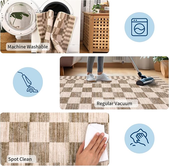GarveeHome Checkered Washable 2x3 Rug Small Area Rugs Non-Slip - Image 7