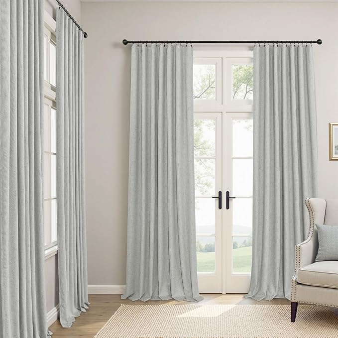 Pitalk 45 Inch Length Blackout Curtains Set of 2 Panels Back Tab Linen Cotton - Image 7