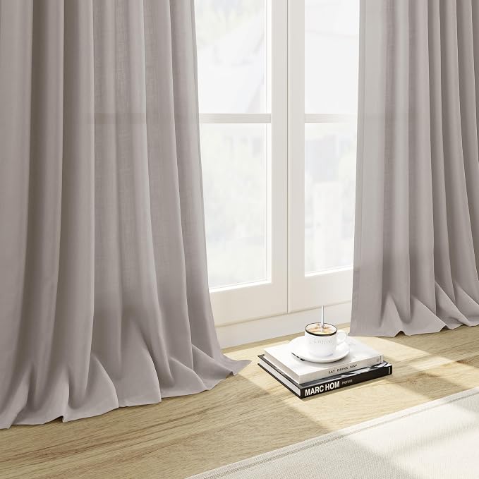 Stone Grey Linen Curtains 112 Inches Long - Image 5