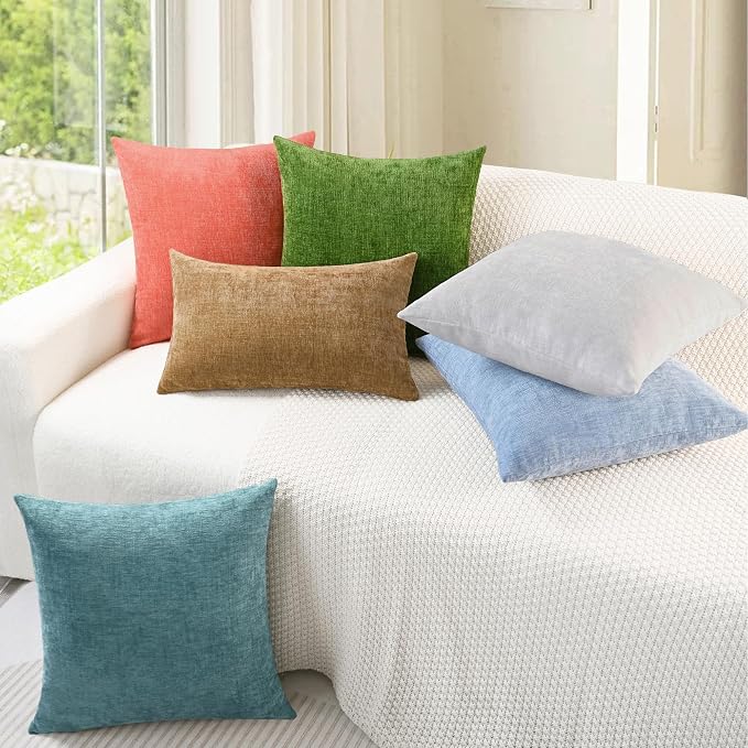 CaliTime Throw Pillow Covers Decorative 26 X 26 Inches Pack of 2 Cozy Chenille - Image 4