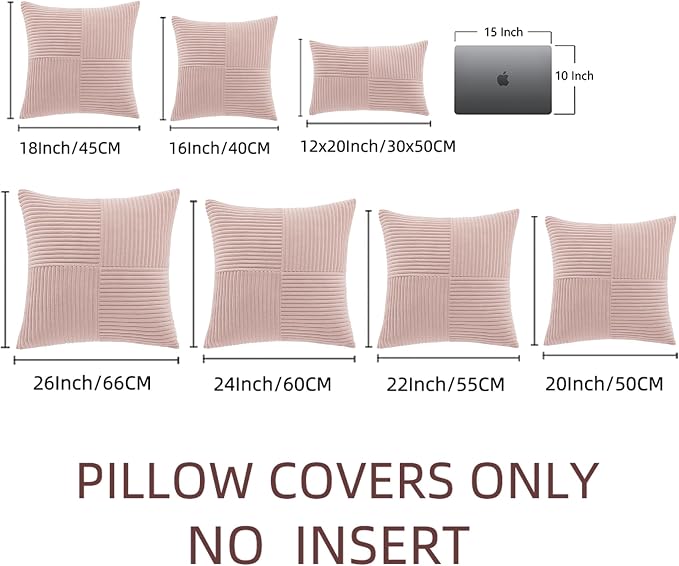 Fancy Homi 2 Packs Blush Pink Decorative Throw Pillow Covers 16x16 Inch - Image 7