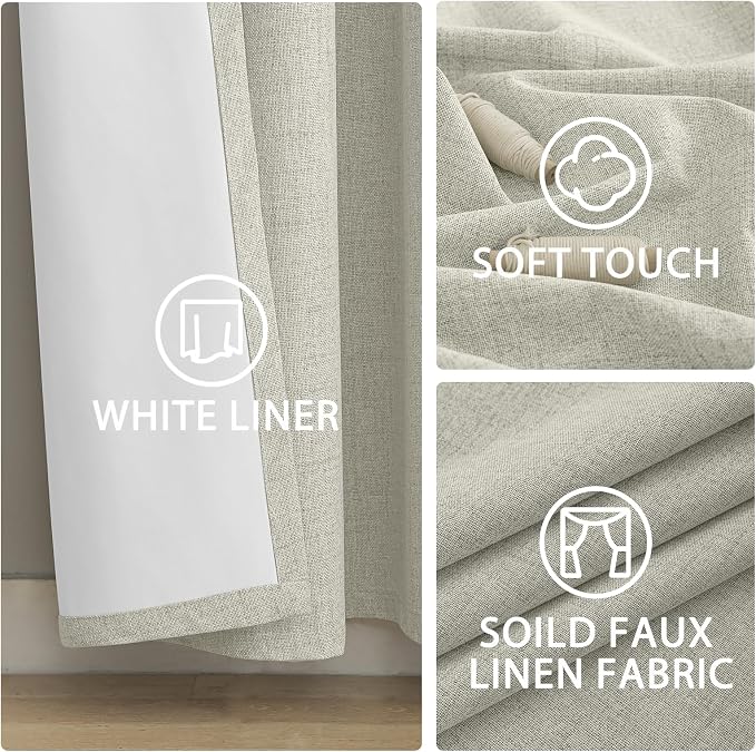 Yakamok Cream Linen Textured Curtains 63 Inches Long - Image 6