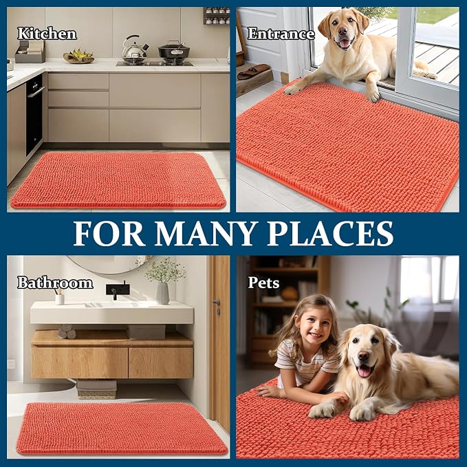 OLANLY Dog Door Mat for Muddy Paws 54x32, Super Absorbent Chenille Mud Mat | - Image 8