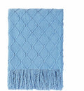 BOURINA Blue Throw Blanket 50x60 Inches Throw Textured Solid Soft Sofa Couch by BOURINA