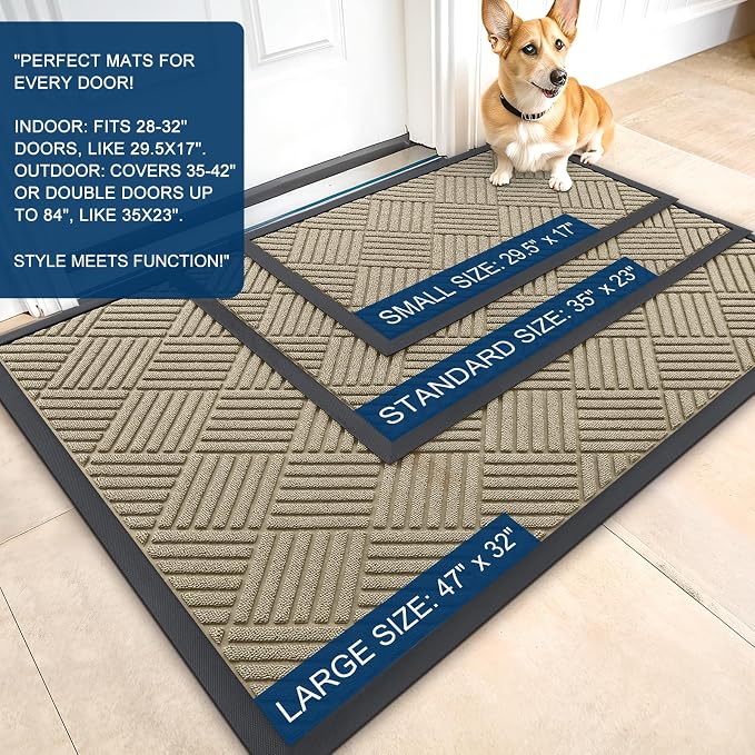 OLANLY Front Door Mat Outside Entrance 59x34, Waterproof Heavy-Duty Doormat | - Image 2