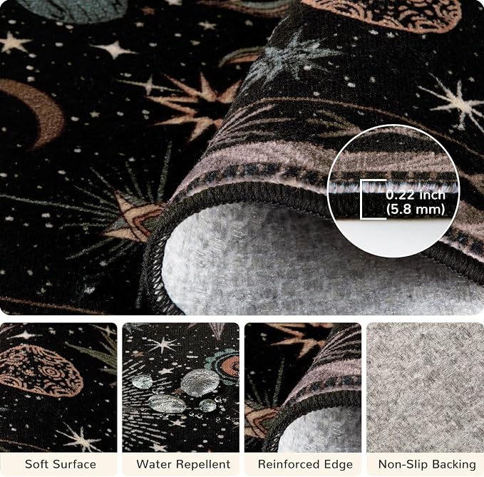 Vacuum-Friendly, Round 8ft Washable Area Rug - Image 2