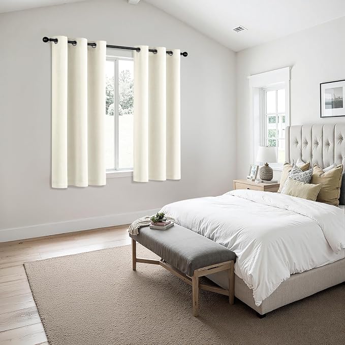 MIULEE Cream Blackout Curtains for Bedroom Living Room 63 Inches Long 2 Panels - Image 6